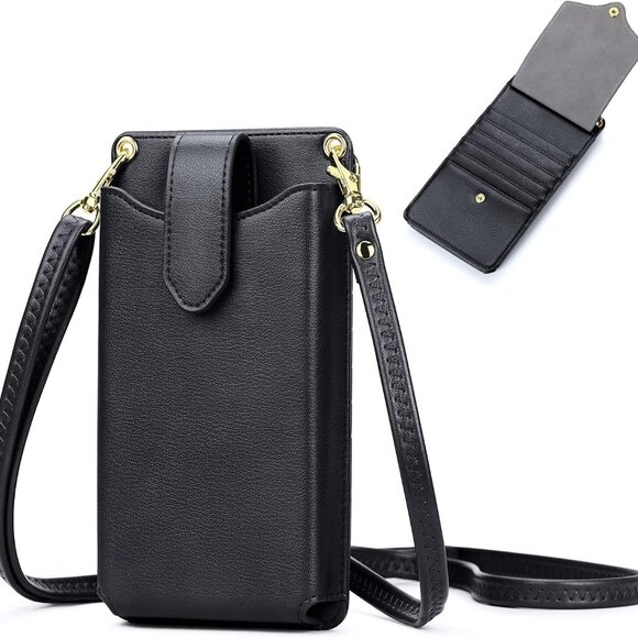 Small Crossbody Cell Phone Purse Vegan Leather RFID Card Slots Adjustable - Picture 1 of 7
